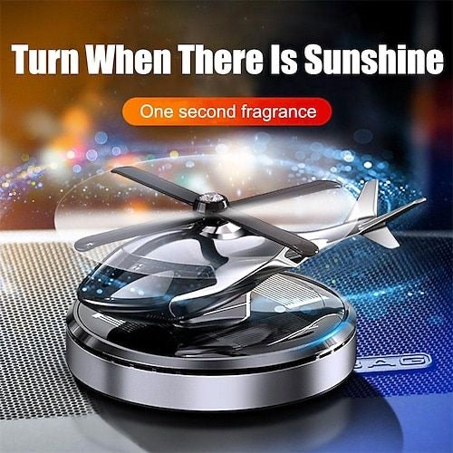 Solar Powered Car Perfume Diffuser Dispenser Helicopter Design, Auto Rotation Fan For Car Dashboard with Perfume liquid & Organic Fragrance 20% discount