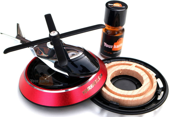 Solar Powered Car Perfume Diffuser Dispenser Helicopter Design, Auto Rotation Fan For Car Dashboard with Perfume liquid & Organic Fragrance 20% discount